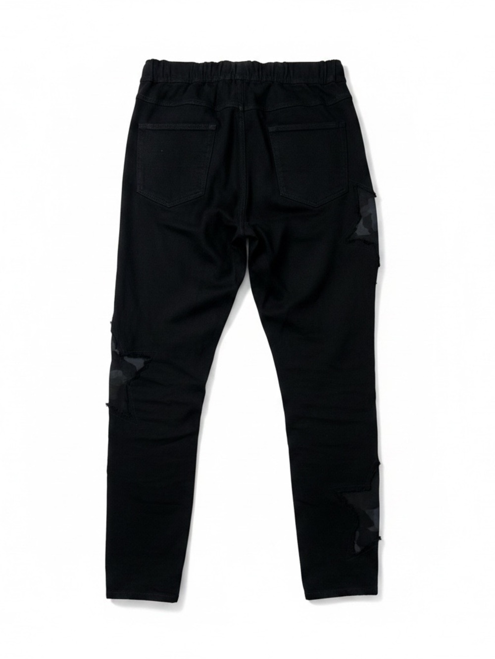 Tempo Paris Black Drawstring Cargo Joggers With Camo Patch Details - Picture 3 of 5